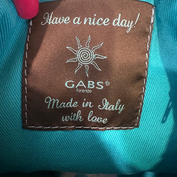 GABS Hobo Bag Crossbody EXPANDABLE Brown Distressed Leather Aqua Accents Italy - Picture 13 of 16